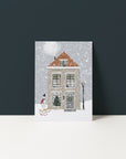 Kerstkaart 'Huis in de sneeuw'
