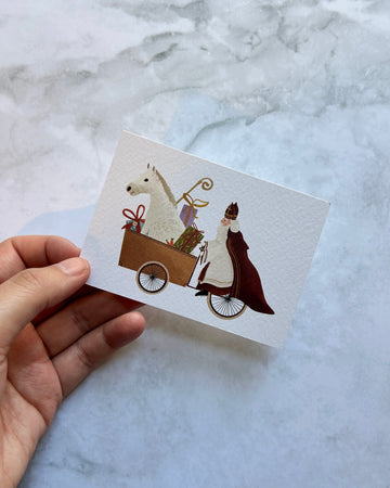Cadeaukaartje 'Fietsende Sint'